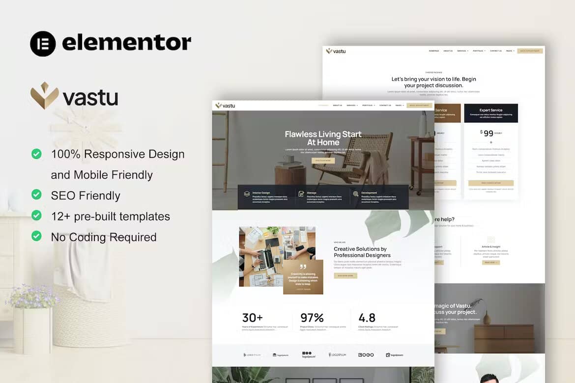 Vastu - Interior Design Service Elementor Pro Template Kit ...