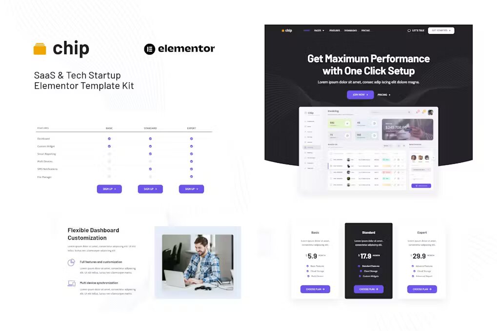 Chip - Template Kit Elementor para startups de tecnologia e SaaS ...