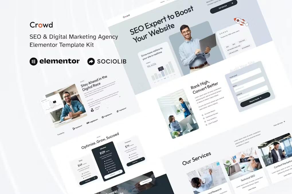 Crowd - Kit de Templates Elementor para Agência de SEO e Marketing ...